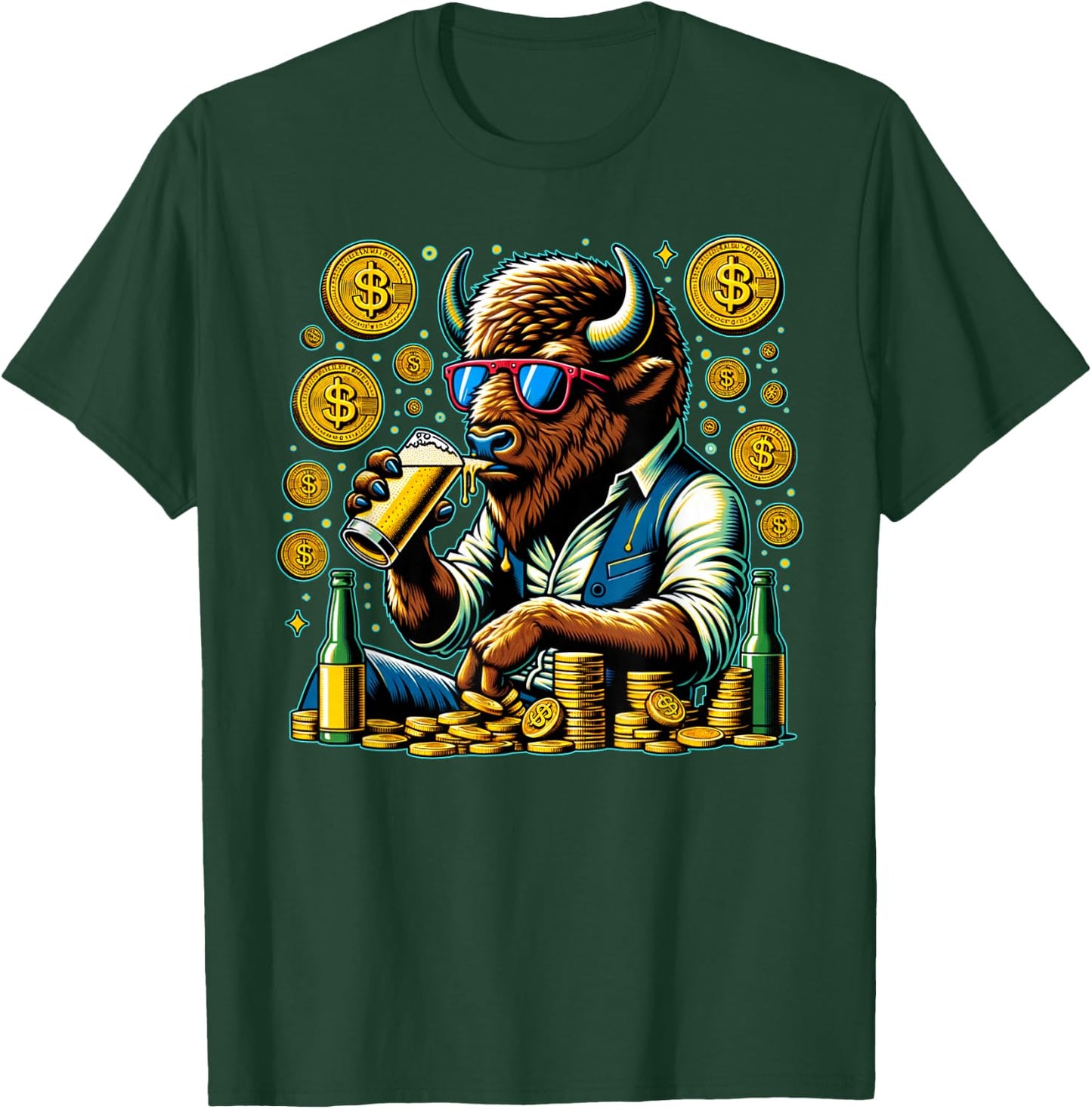 Lucky Buffalo Casino Slot Machine BUFFALOOOOO Gambling T-Shirt - T-Shirt | Forest