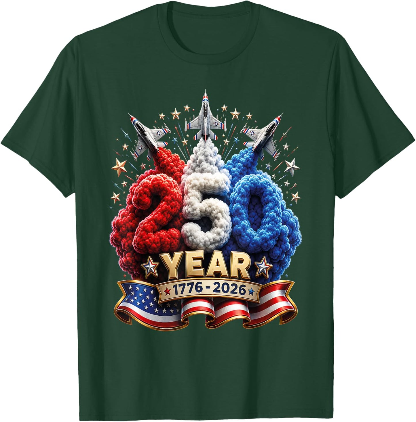 Kids 4th of July 250 Year Patriotic Red, White USA 250th T-Shirt - T-Shirt | Forest
