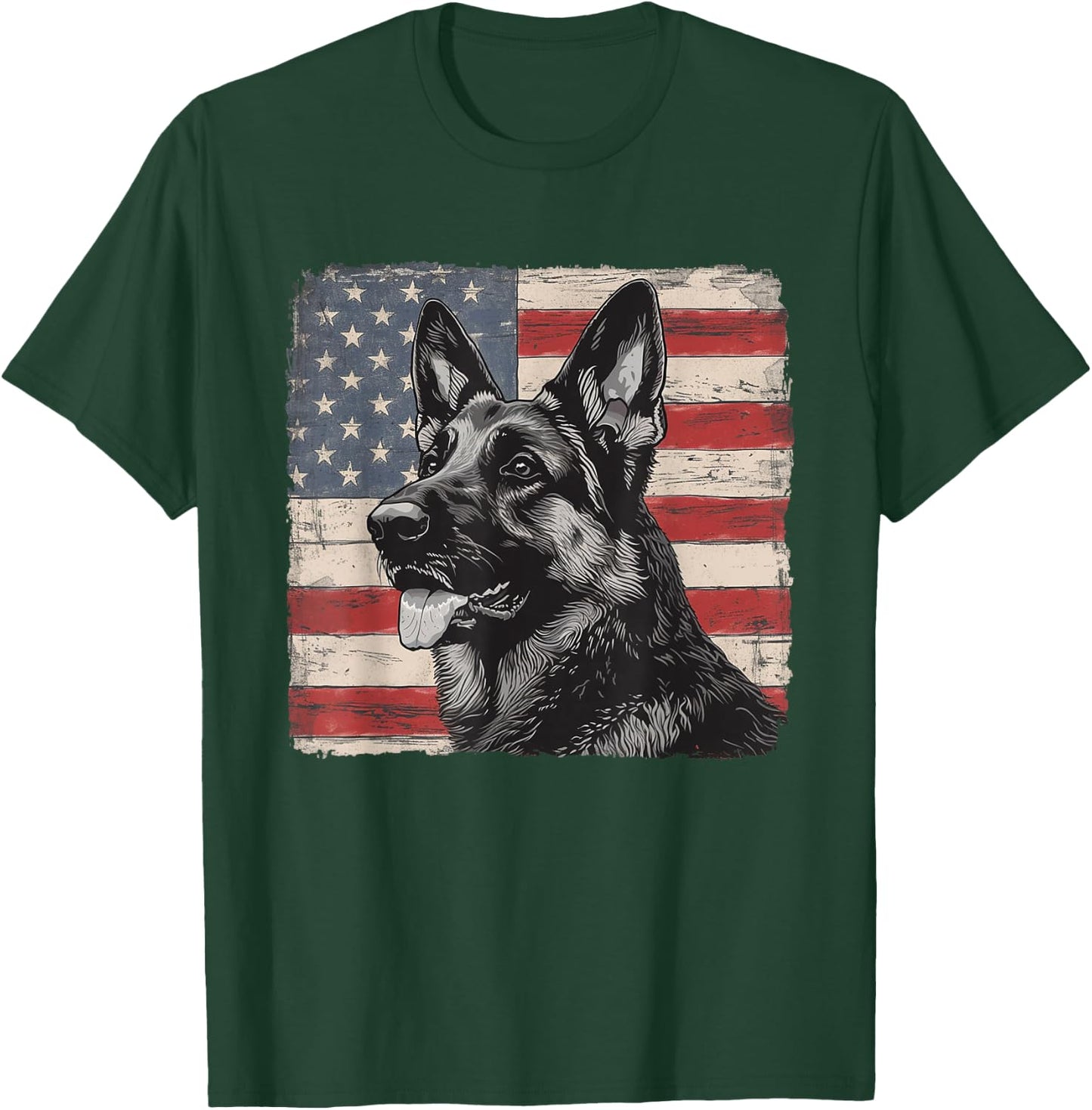 Patriotic German Shepherd Dog Shirt Fourth of July Women Men T-Shirt - T-Shirt | Forest
