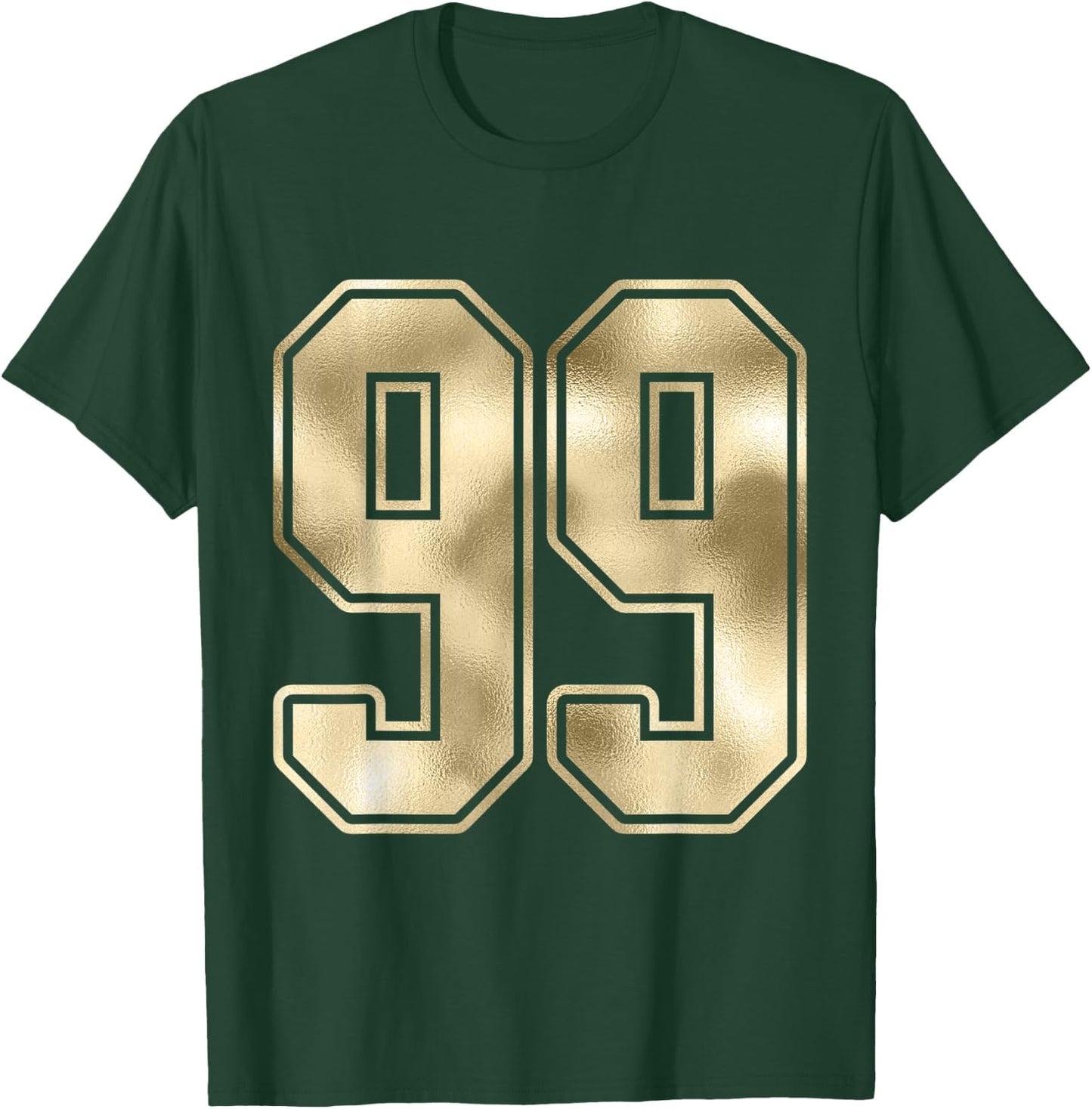 #99 Gold Outline Number 99 Sports Fan Jersey Style T-Shirt - T-Shirt | Forest