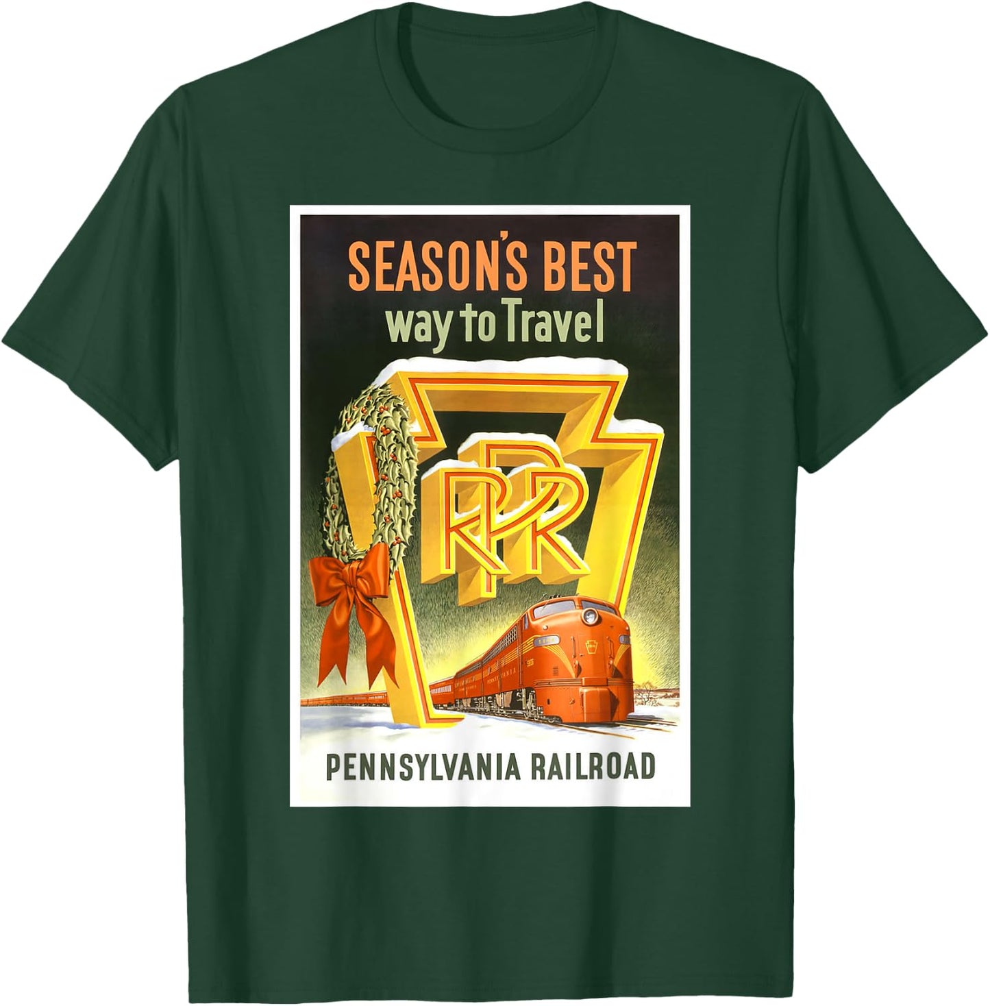 Pennsylvania PA Railroad Christmas Vintage Travel Shirt T-Shirt - T-Shirt | Forest