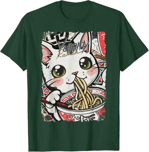 Ramen Nudeln Katze Japan Y2K Kawaii Retro Katzen Manga Anime Schwarz S T-Shirt - T-Shirt | Forest