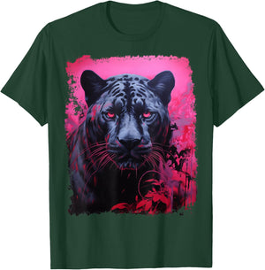 Pink Pop Art Panther Black T-Shirt - T-Shirt | Forest