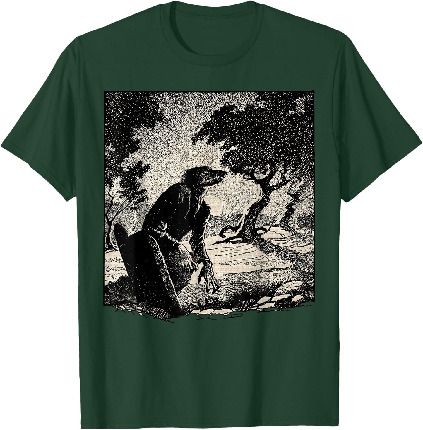 Cemetery Halloween Monster Vintage Horror Movie Werewolf T-Shirt - T-Shirt | Forest