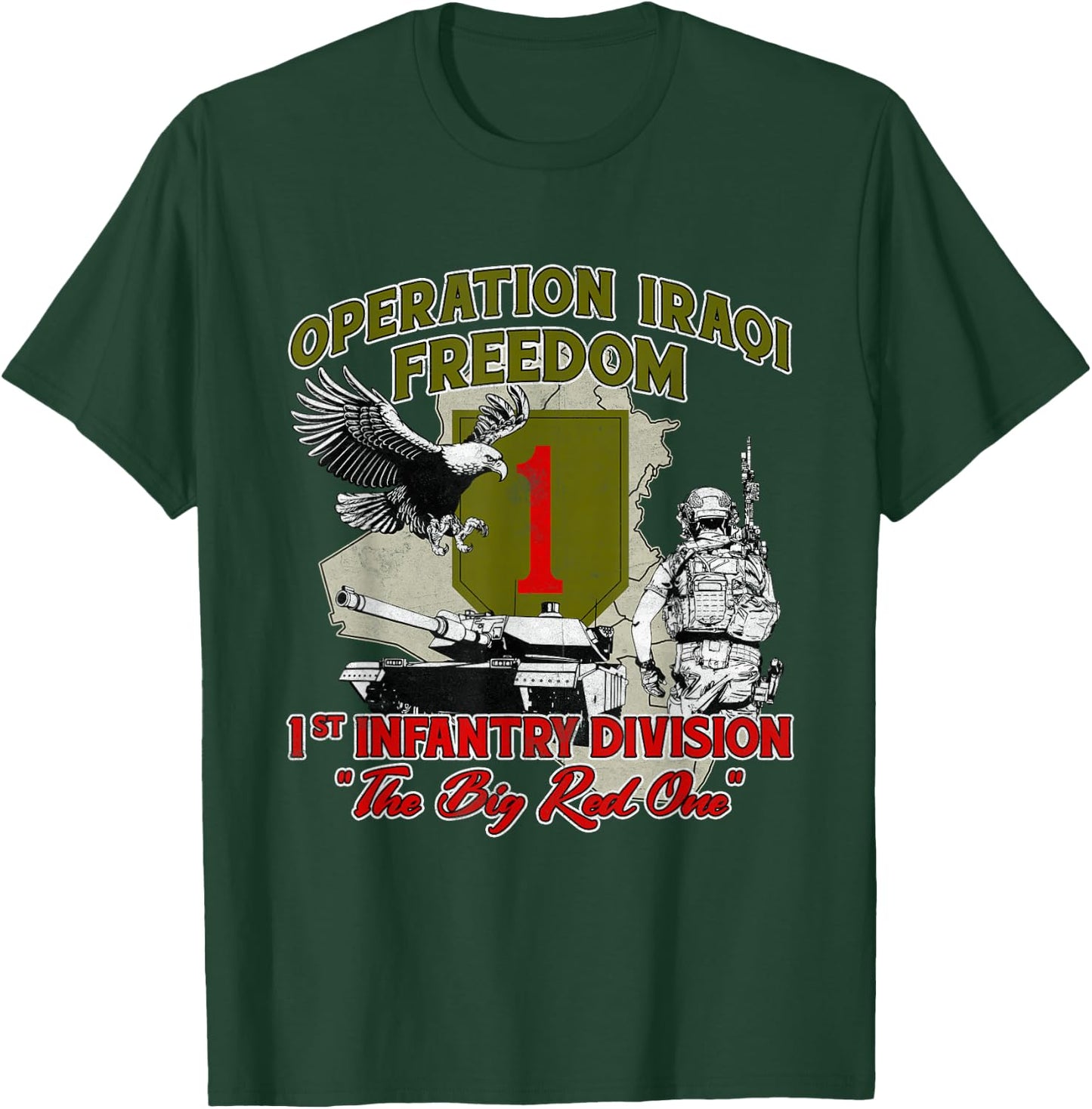 1st Infantry Division - Operation Iraqi Freedom OIF Veteran -Adults Black Small Modern Casual T-Shirt - T-Shirt | Forest