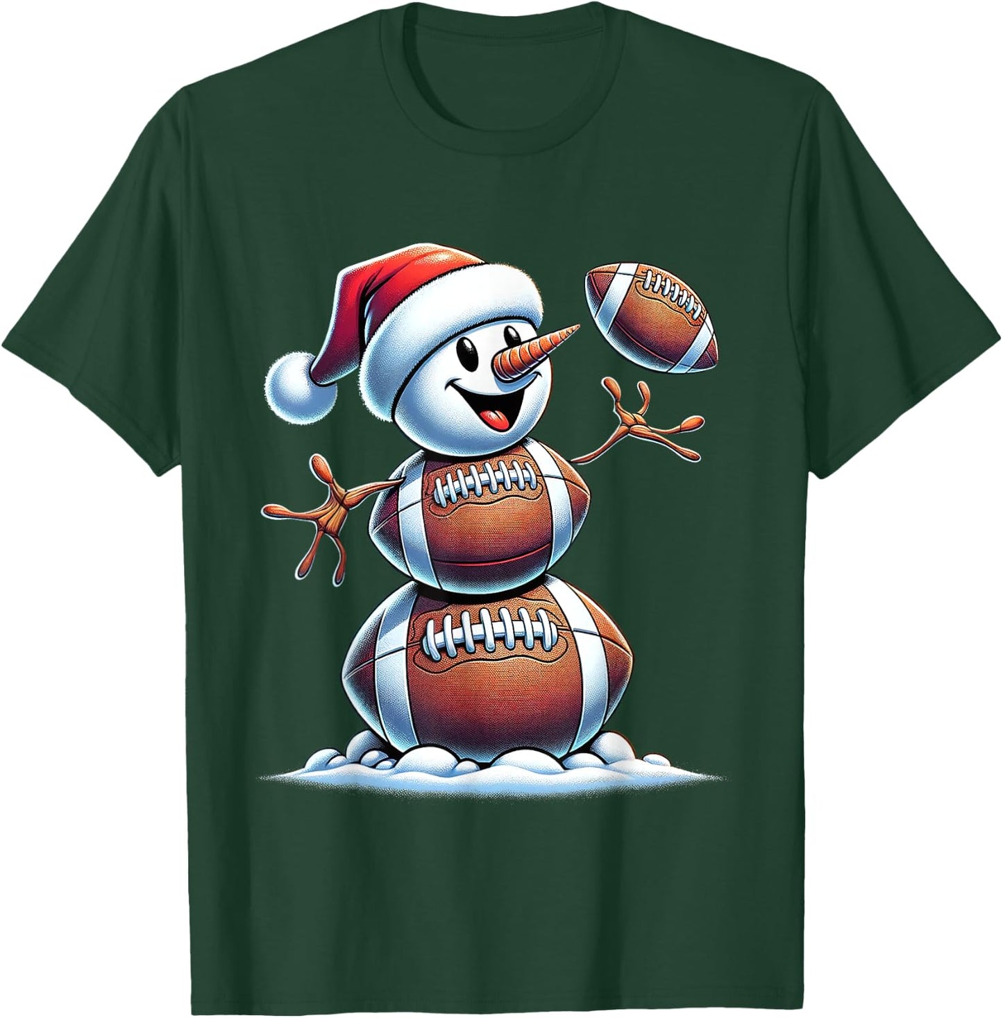 Football Snowman Christmas Cute American Football Kids Boys T-Shirt - T-Shirt | Forest