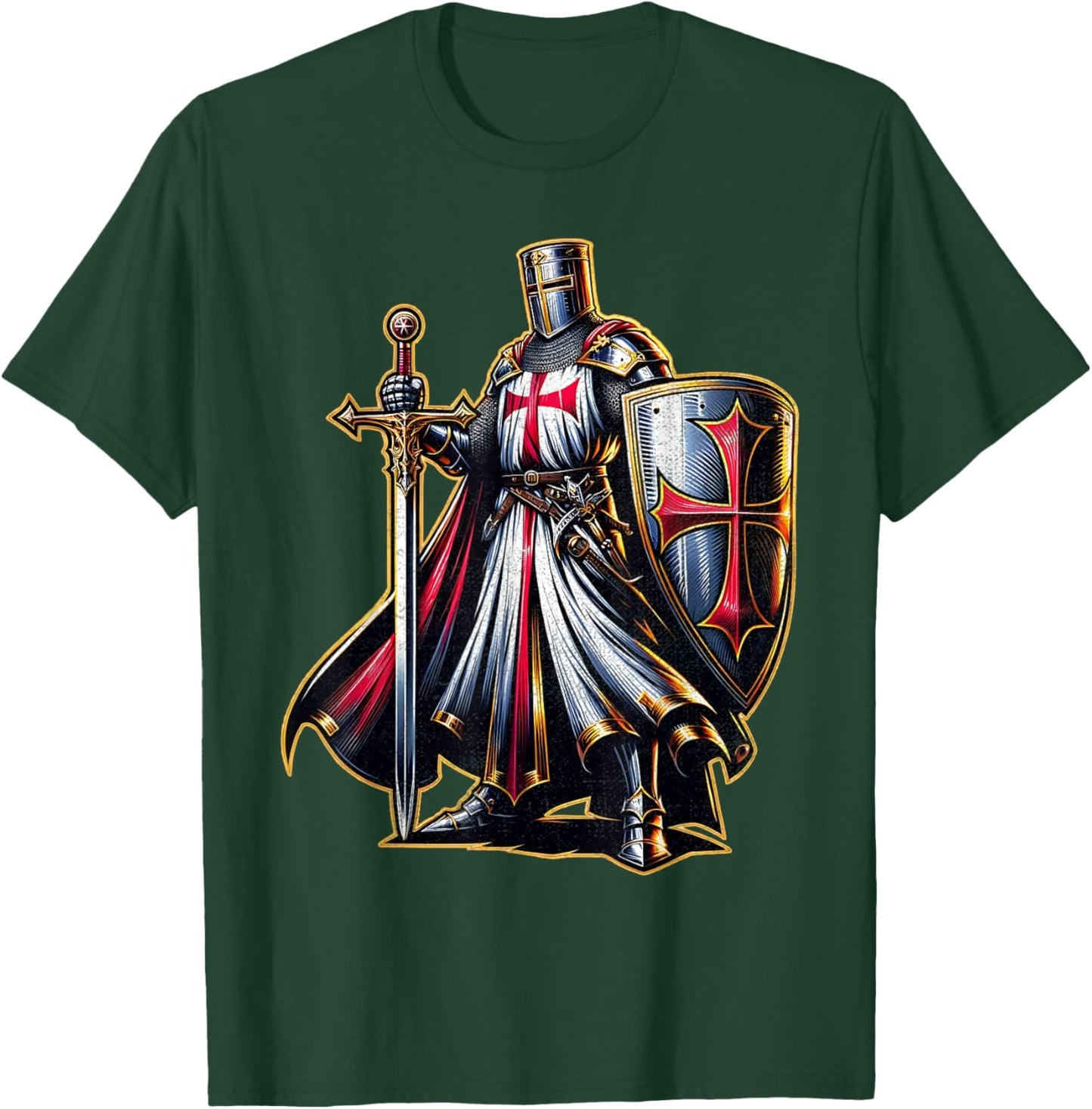 A Warrior of Christ Knights Templar Cross Aged Man , Black, S T-Shirt - T-Shirt | Forest