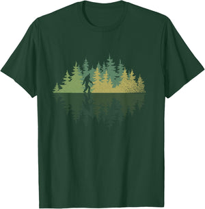 Sasquatch Yeti Reflection Forest Trees Conspiracy Bigfoot T-Shirt - T-Shirt | Forest