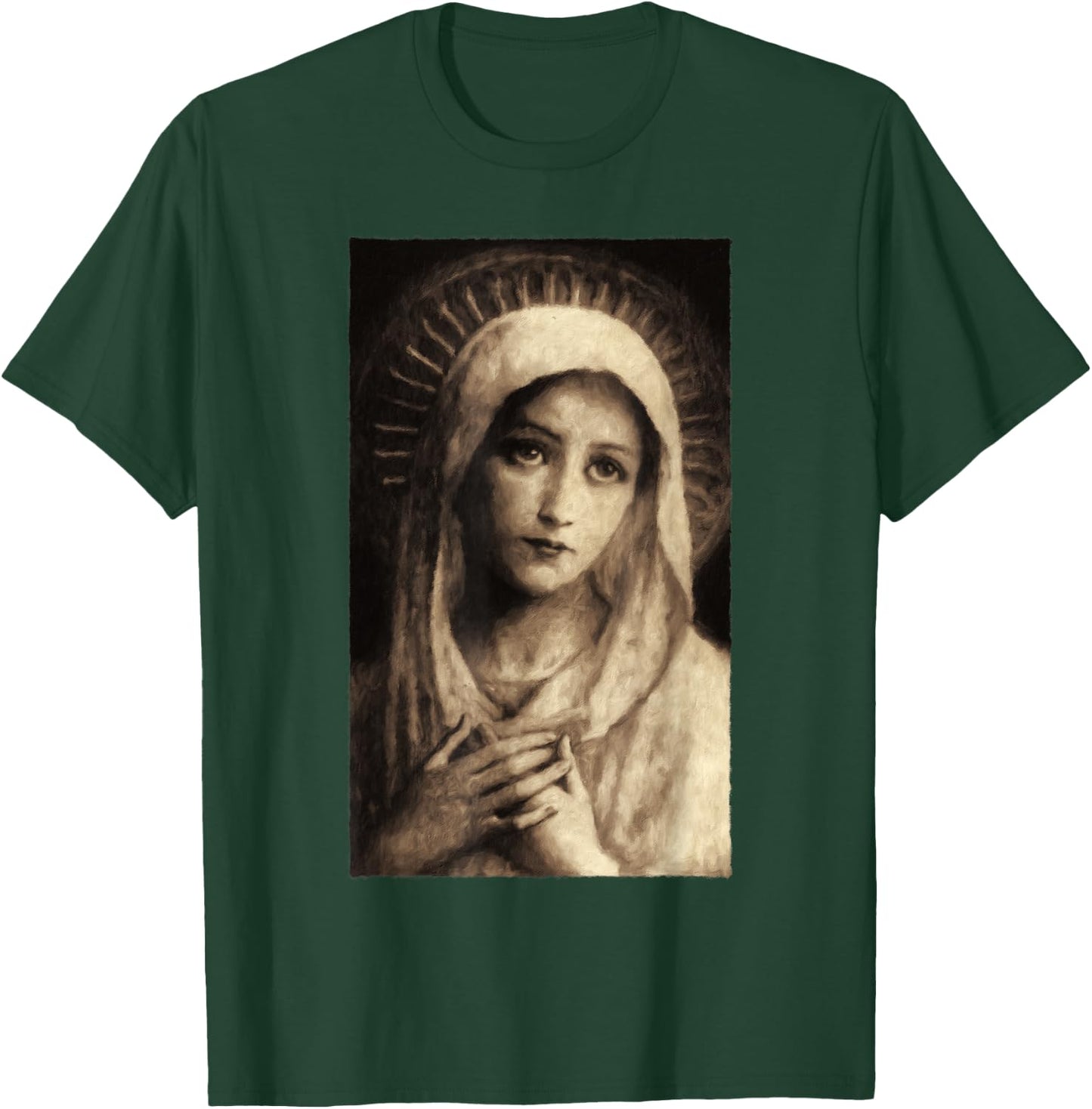 Virgin Mary Maria Catholic Painting T-Shirt - T-Shirt | Forest