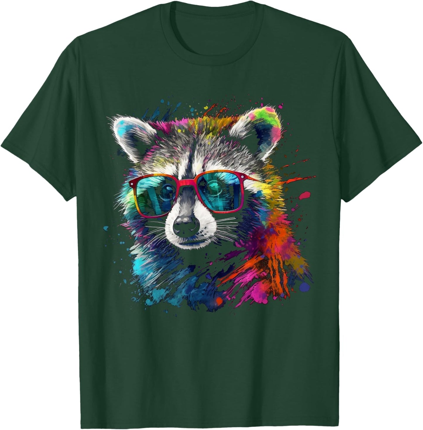 Waschbär bunte Sonnenbrille - Tiermotiv Kunst Waschbär T-Shirt - T-Shirt | Forest