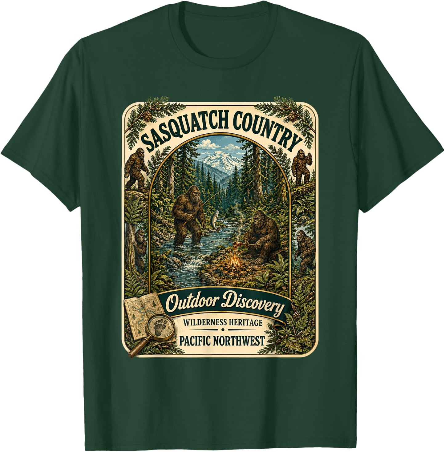 Sasquatch Bigfoot Country Outdoor Camping Pacific Northwest T-Shirt - T-Shirt | Forest
