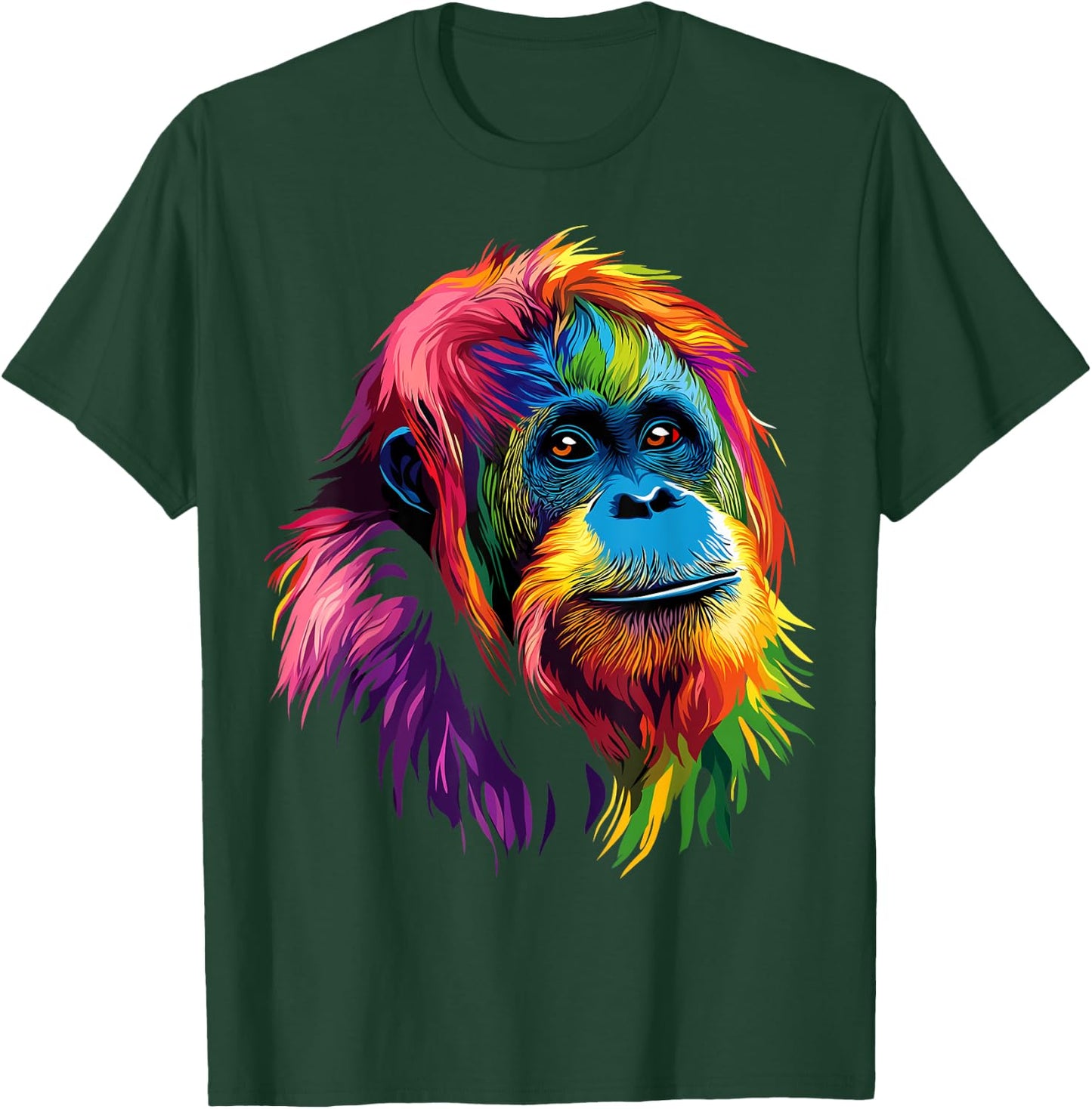 Colorful Orangutan Rainforest Great Ape Jungle Animals Black T-Shirt - T-Shirt | Forest