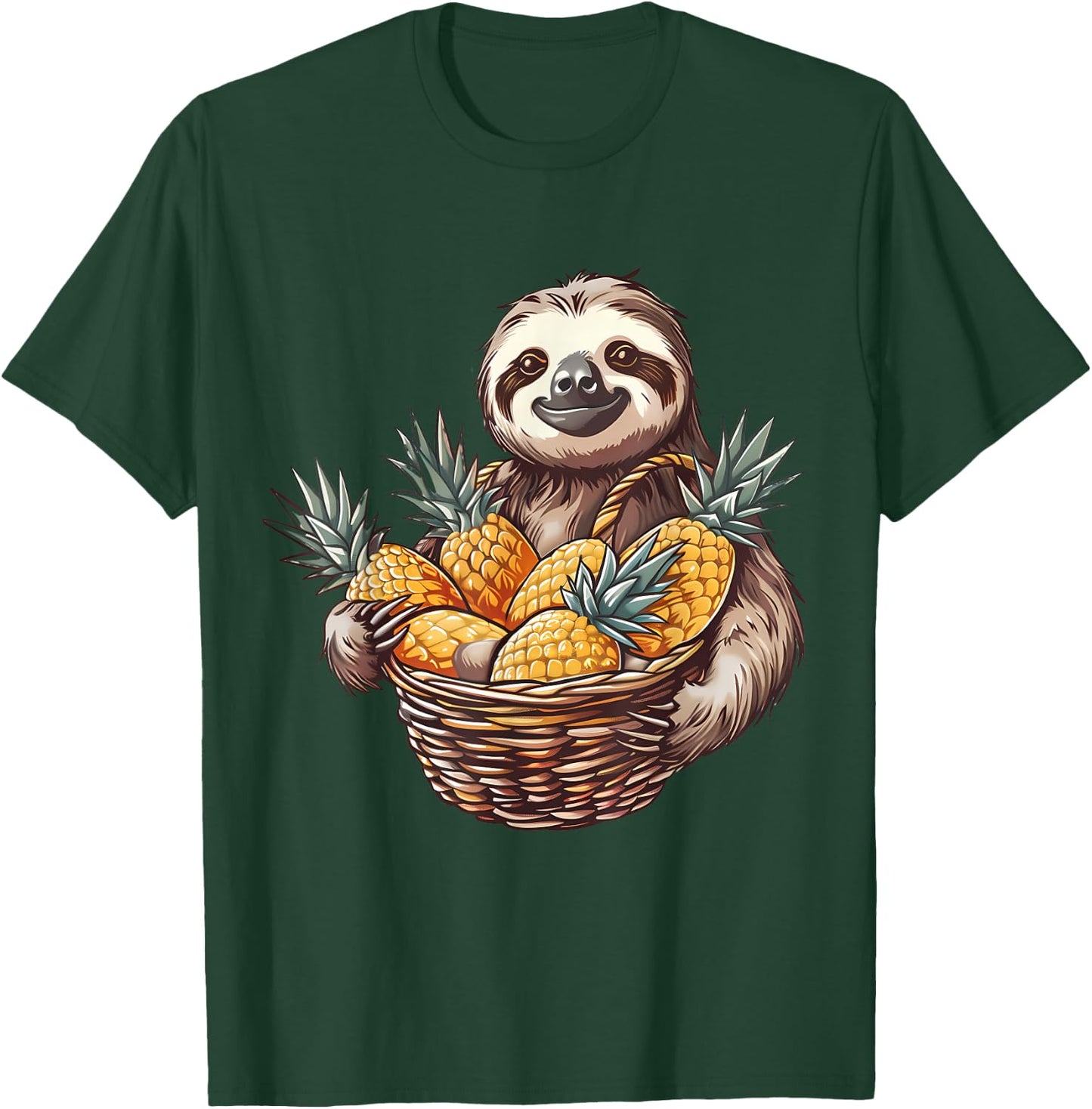 Pineapple Sloth Pineapples Fruit Drawing Motif Wildlife T-Shirt - T-Shirt | Forest