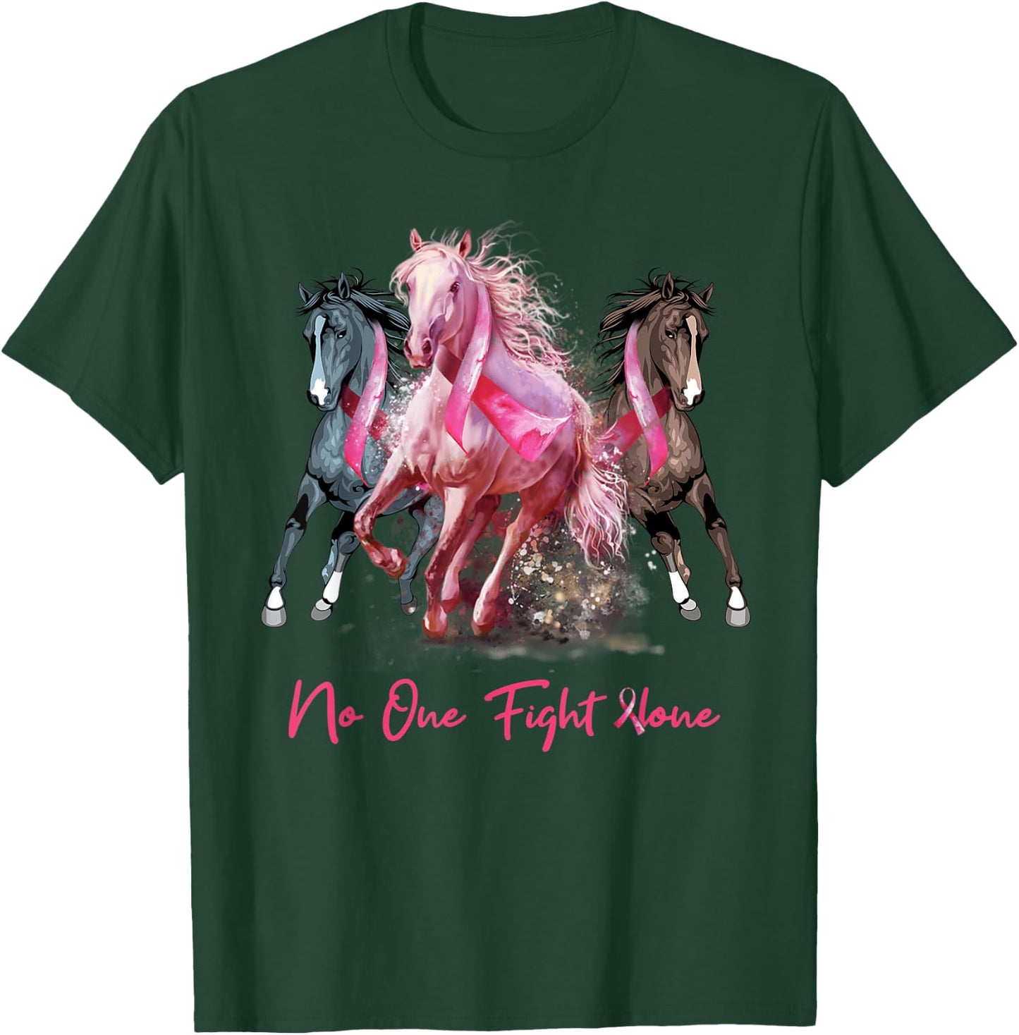 Horse With Breast Cancer Awareness T-Shirt - T-Shirt | Forest