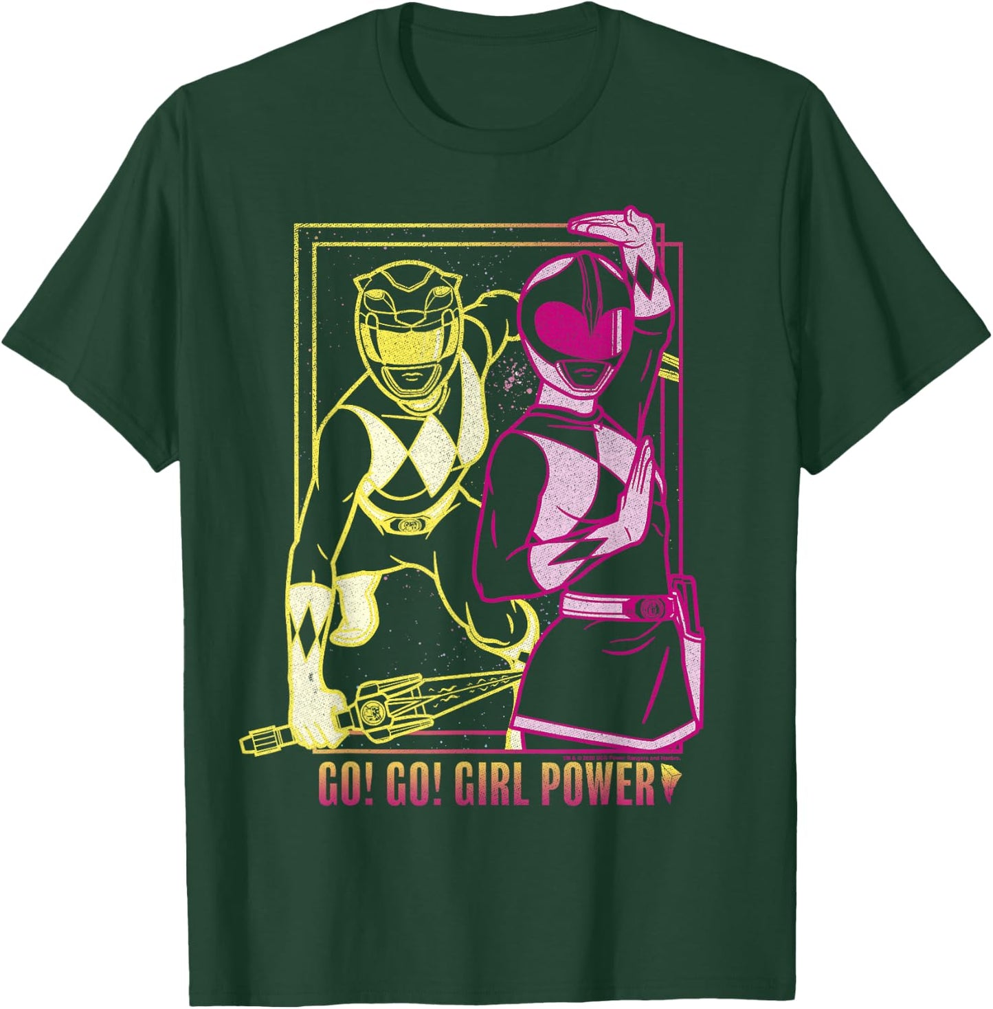 Power Rangers Go Go Girl Power Pink & Yellow Ranger Art T-Shirt - T-Shirt | Forest