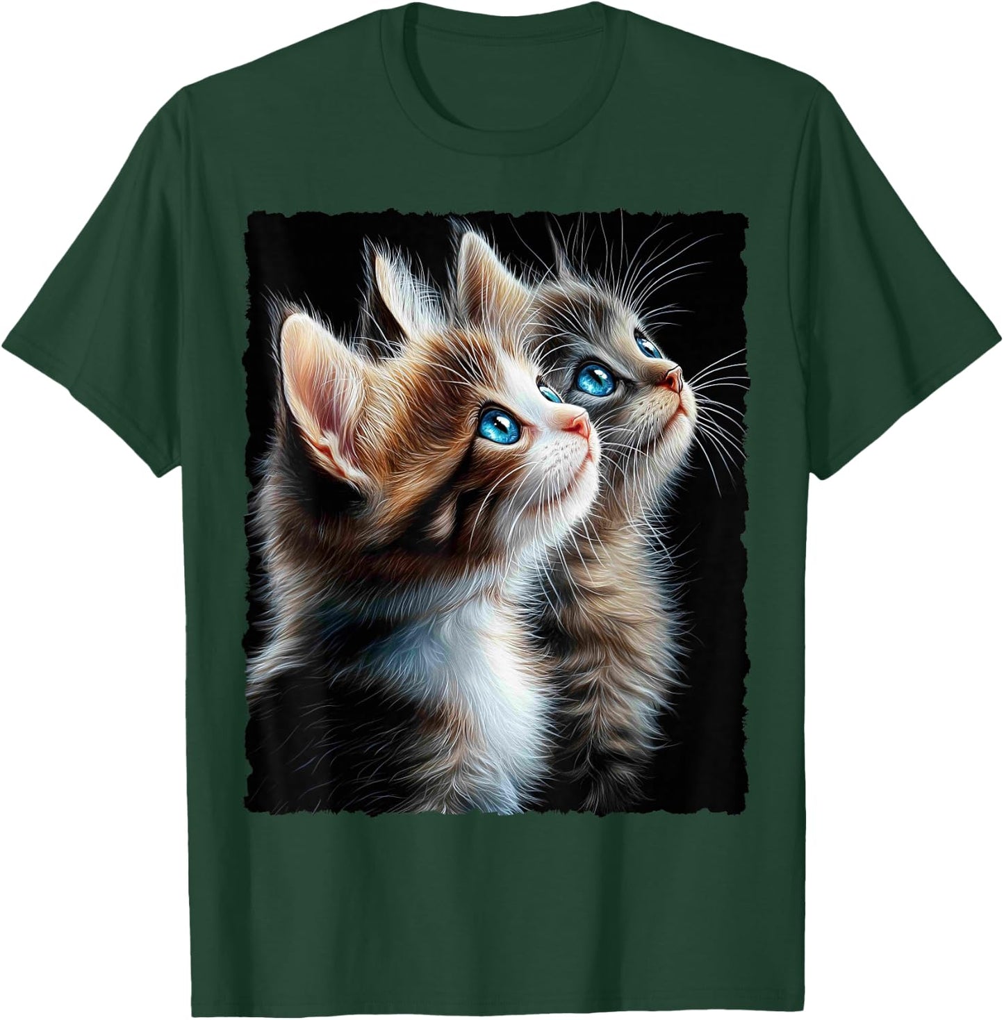 Cute Magic Cat Kitten Fantasy Art , black T-Shirt - T-Shirt | Forest