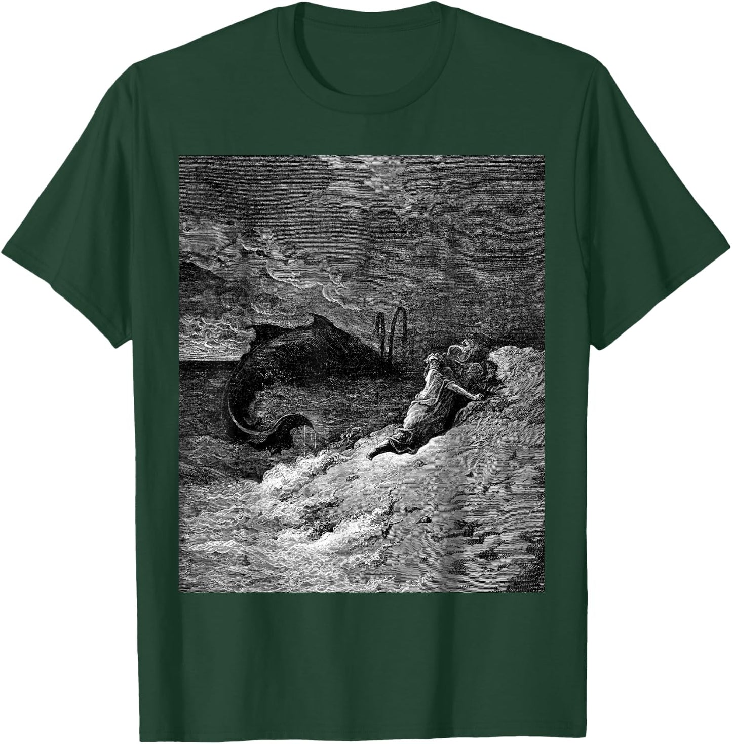 Jonah Cast Forth by the Whale Gustave Dore Biblical Art T-Shirt - T-Shirt | Forest