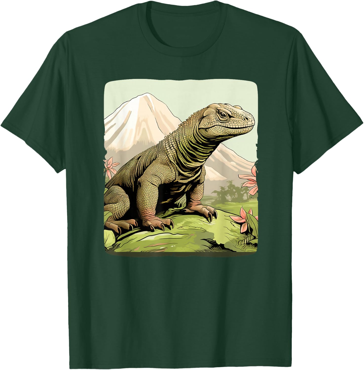 Cool Komodo Dragon Outfit with Mountains for Dragon Animals , black T-Shirt - T-Shirt | Forest