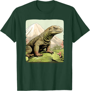 Cool Komodo Dragon Outfit with Mountains for Dragon Animals , black T-Shirt - T-Shirt | Forest