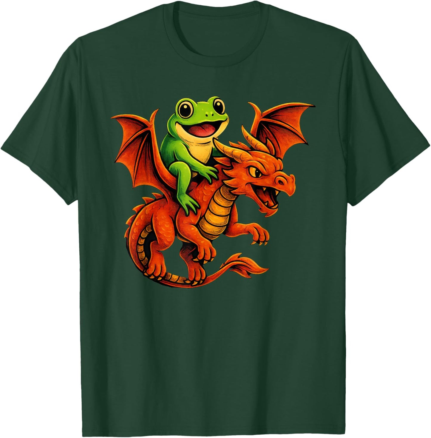 Frog Sitting On A Dragon T-Shirt - T-Shirt | Forest