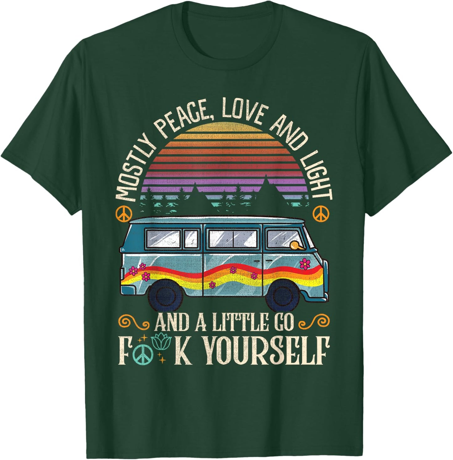 I'm Mostly Peace, Love And Light Shirts A Little Go Yoga T-Shirt - T-Shirt | Forest