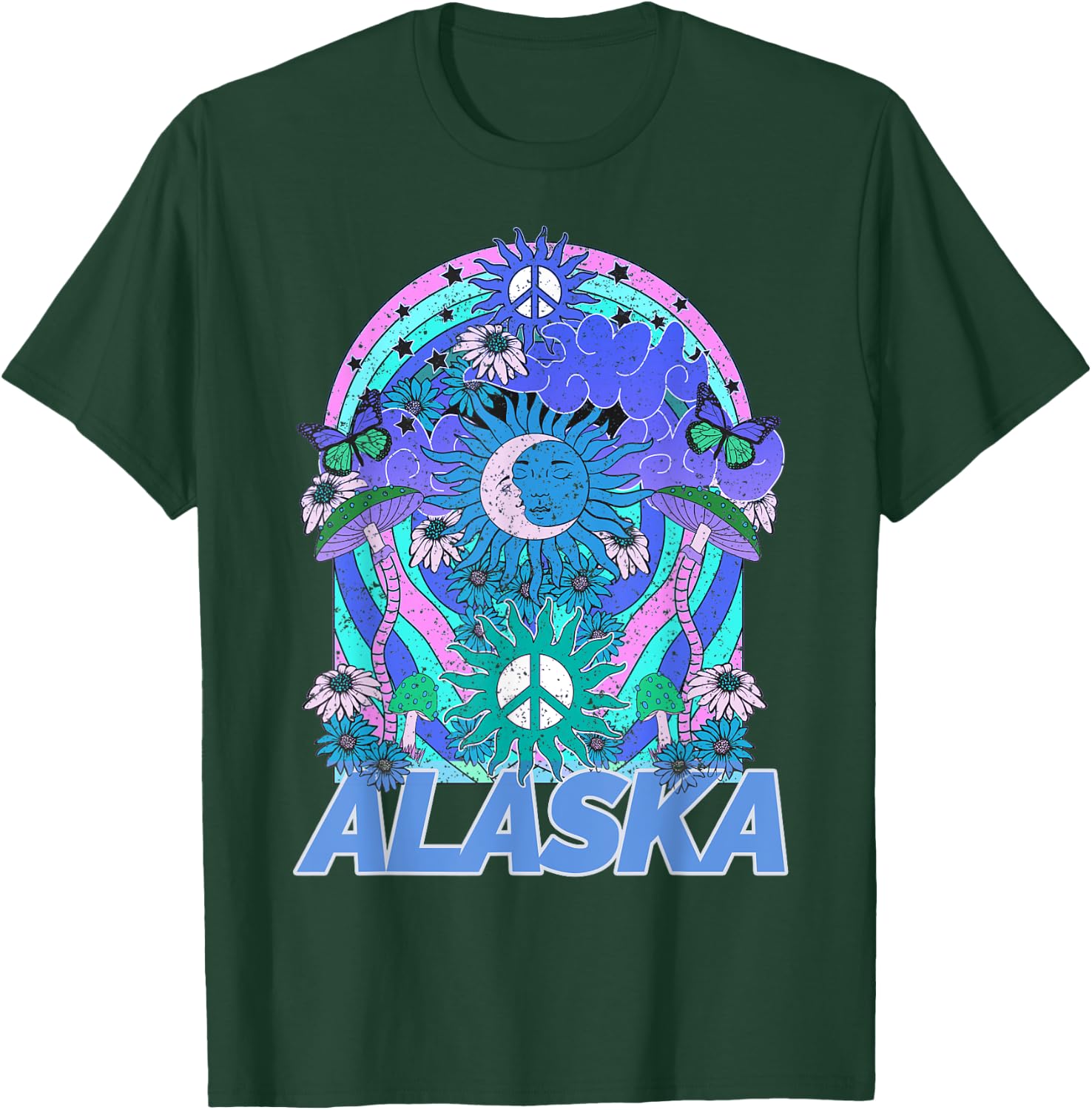Alaska Retro Vintage Mountains & Outdoors Wilderness State T-Shirt - T-Shirt | Forest