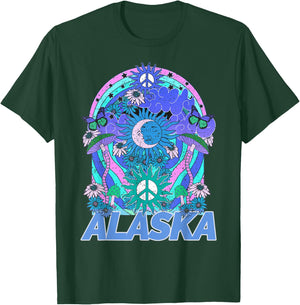 Alaska Retro Vintage Mountains & Outdoors Wilderness State T-Shirt - T-Shirt | Forest