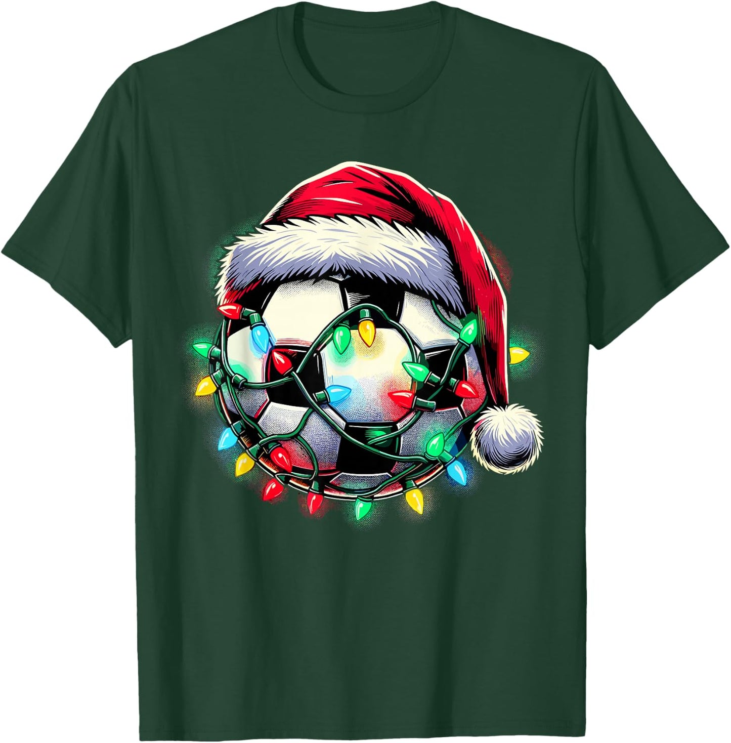 Santa Soccer Ball Christmas T-Shirt - T-Shirt | Forest