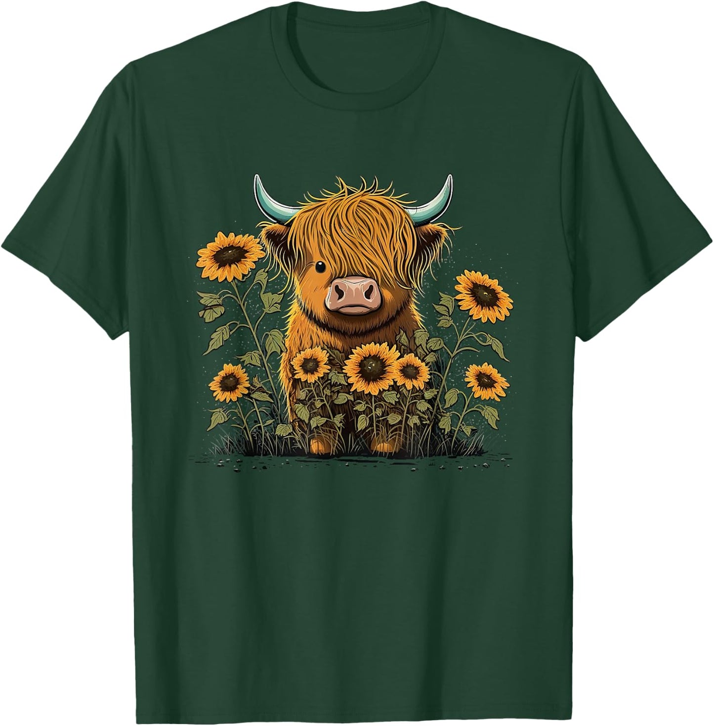 Cute Highland cattle Cow Funny Highland Cow T-Shirt - T-Shirt | Forest