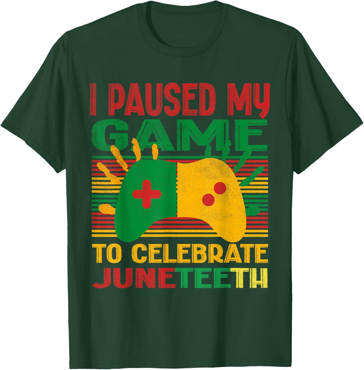 I Paused My Game To Celebrate Juneteenth boys funny gamer T-Shirt - T-Shirt | Forest