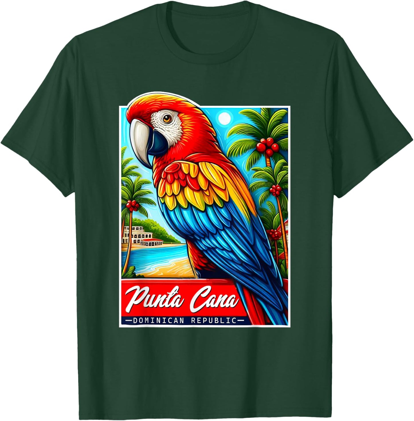 Punta Cana Tropical Parrot Bird Shirt Dominican Republic T-Shirt - T-Shirt | Forest