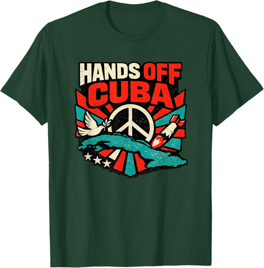 “Hands Off Cuba”, Vintage Anti-War T-Shirt - T-Shirt | Forest