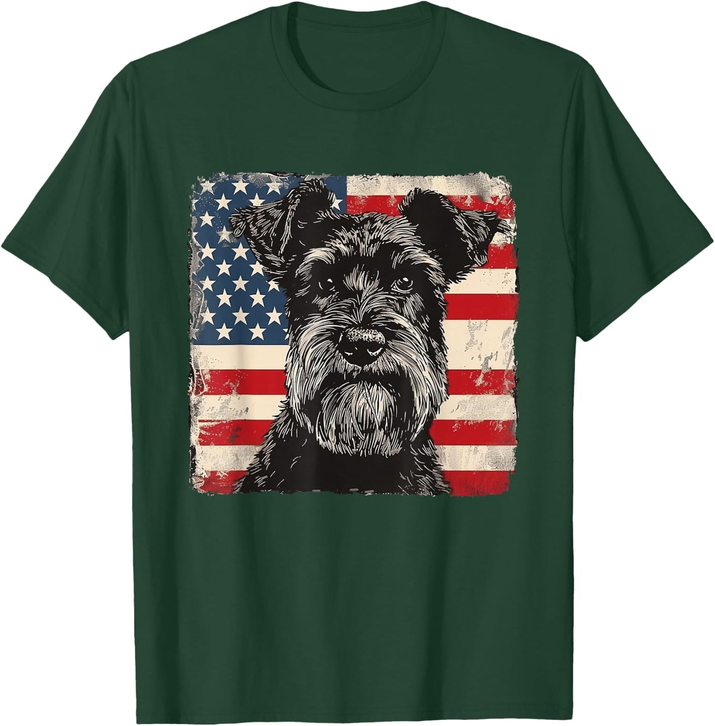 Miniature Schnauzer Dog Patriotic 4th of July Gift Men Women T-Shirt - T-Shirt | Forest