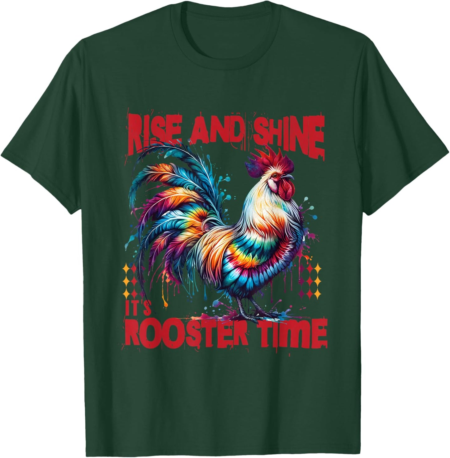 Tie-Dye Chicken Rooster Design Women Rooster Lover T-Shirt - T-Shirt | Forest