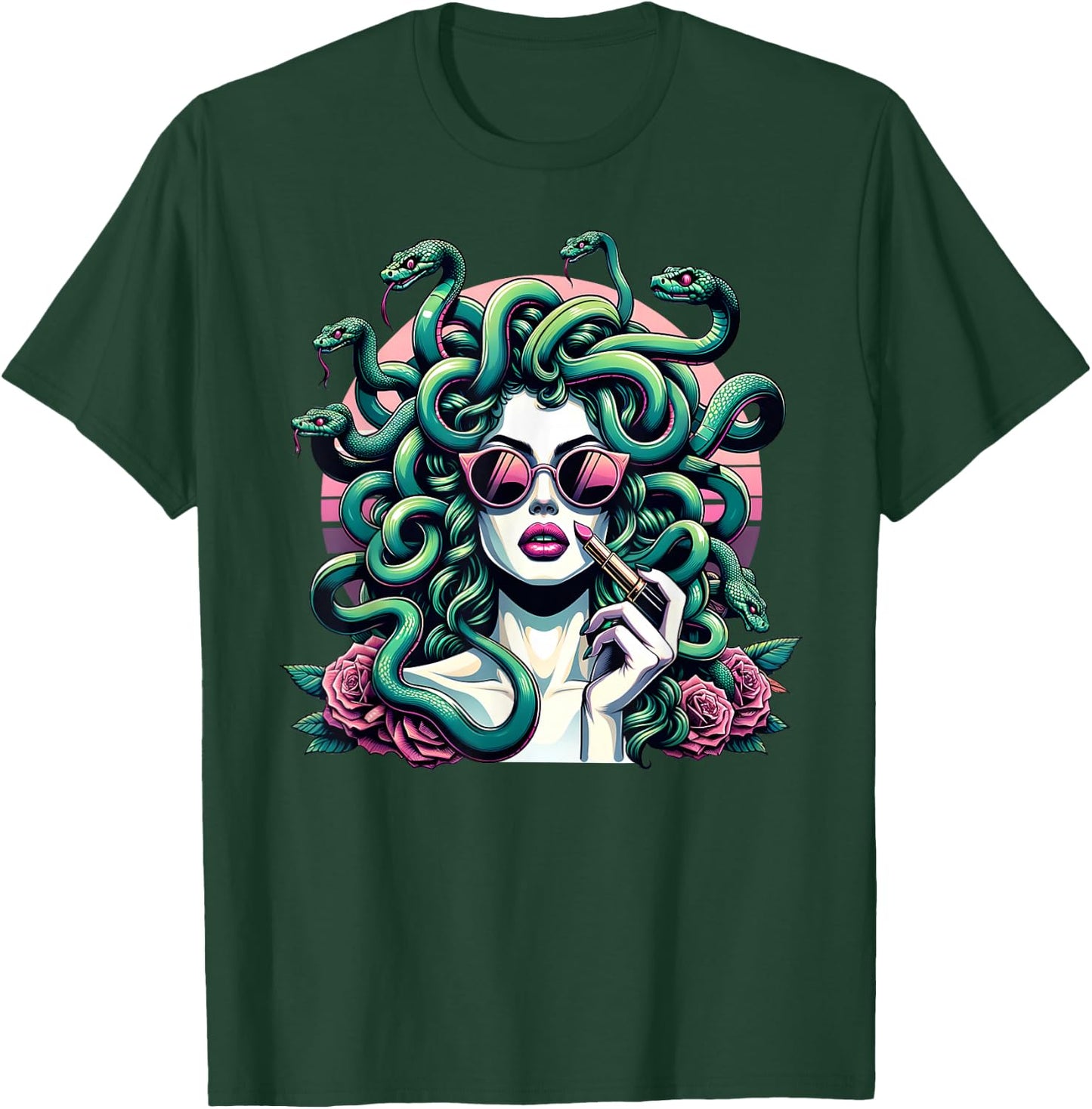 Glamour Medusa Snake Lady Elegant Mythical Fashion Art T-Shirt - T-Shirt | Forest