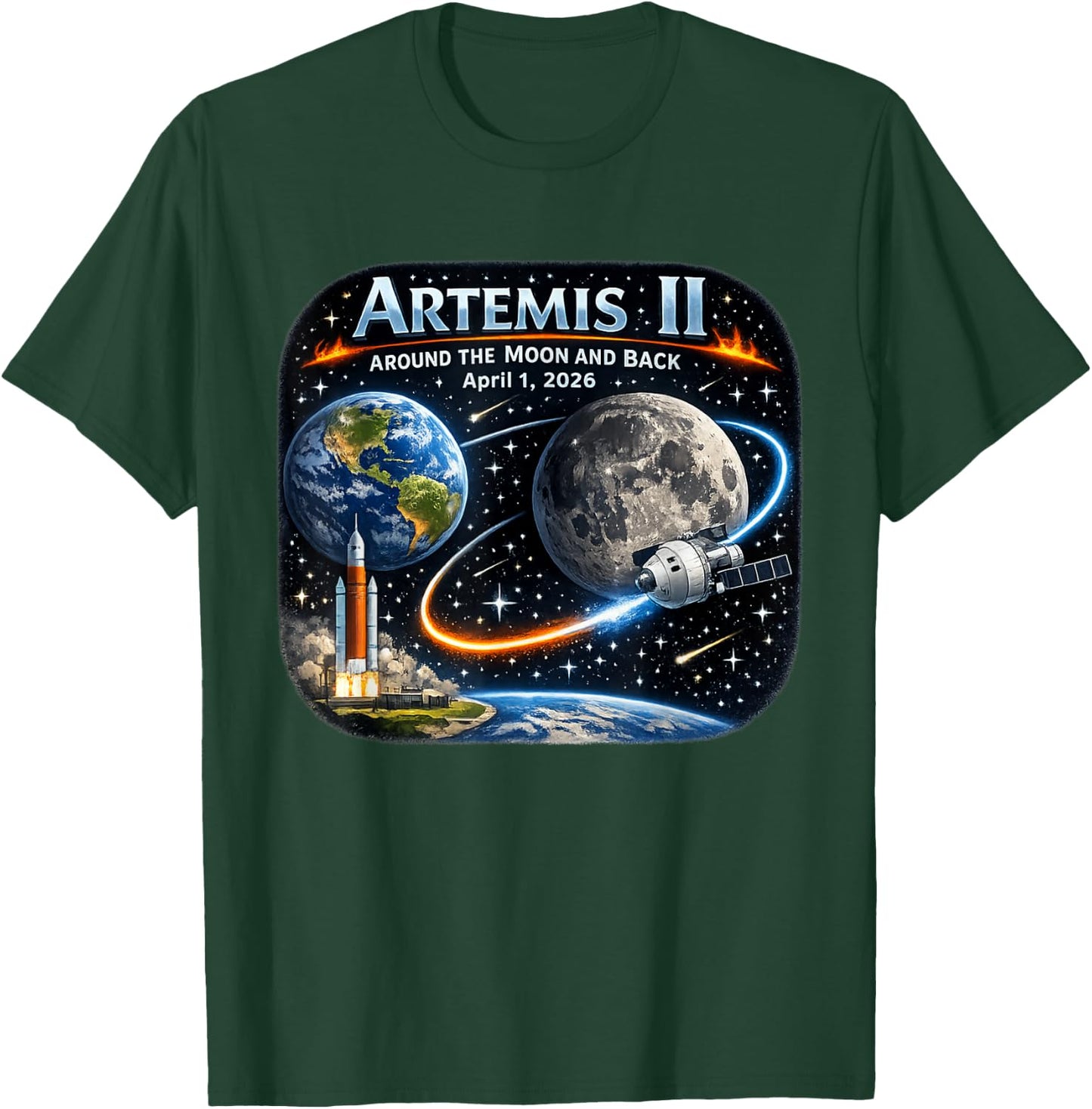 Artemis 2 Reise um den Mond und zurück 2026 T-Shirt - T-Shirt | Forest