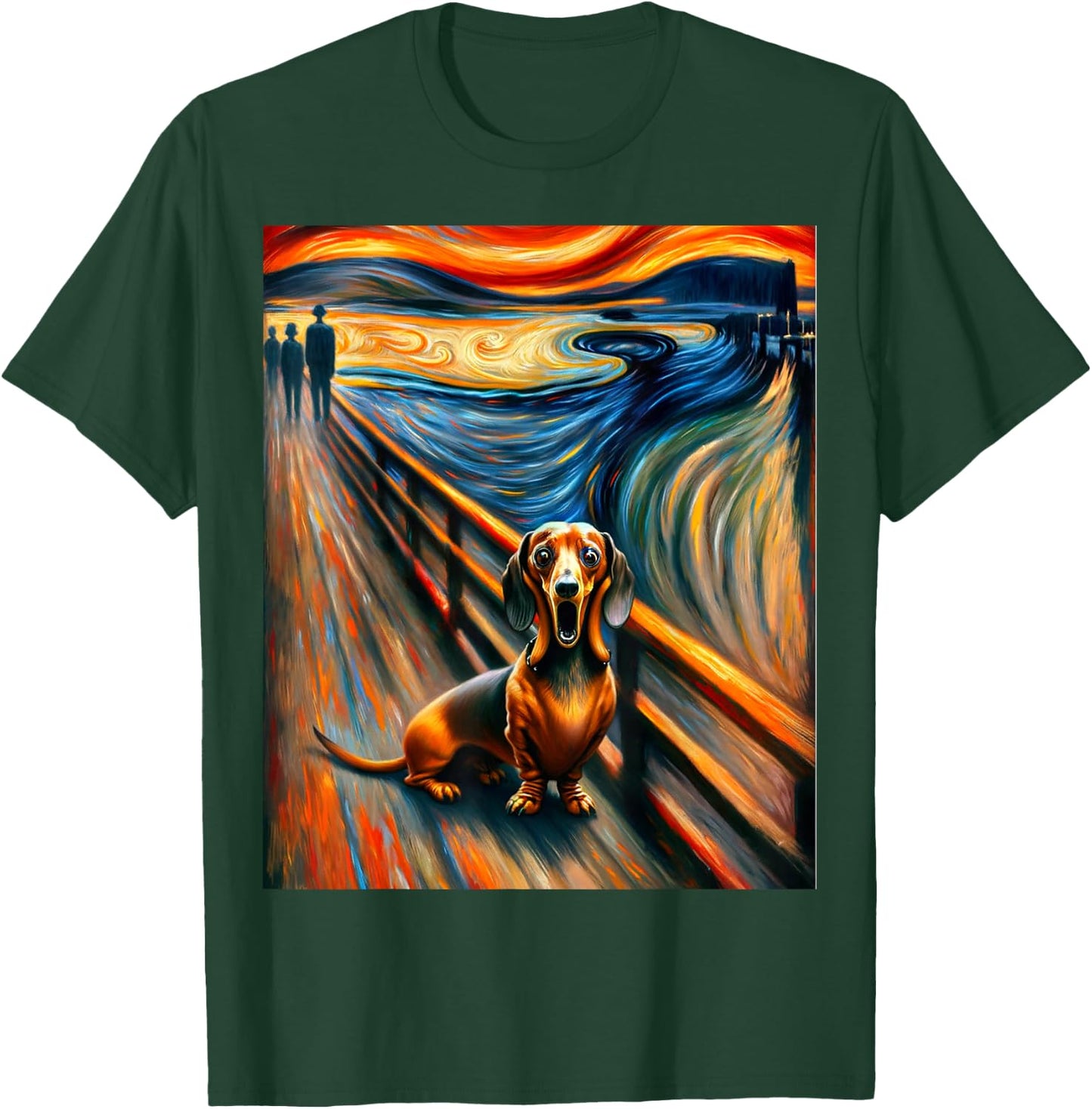 Expressionist Artsy Wiener Sausage Dog | Artistic Dachshund T-Shirt - T-Shirt | Forest