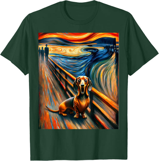 Expressionist Artsy Wiener Sausage Dog | Artistic Dachshund T-Shirt - T-Shirt | Forest