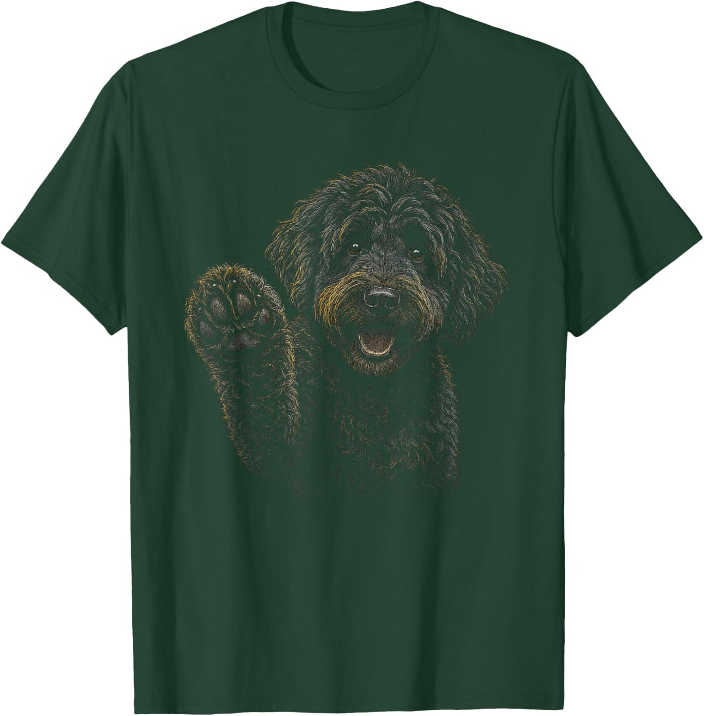Black Goldendoodle Artwork Graphic T-Shirt - T-Shirt | Forest