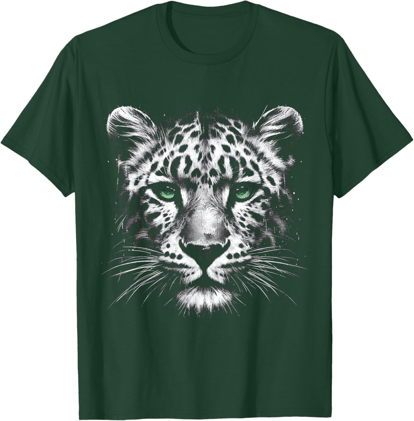 Leopard Cheetah Face With Green Eyes T-Shirt - T-Shirt | Forest