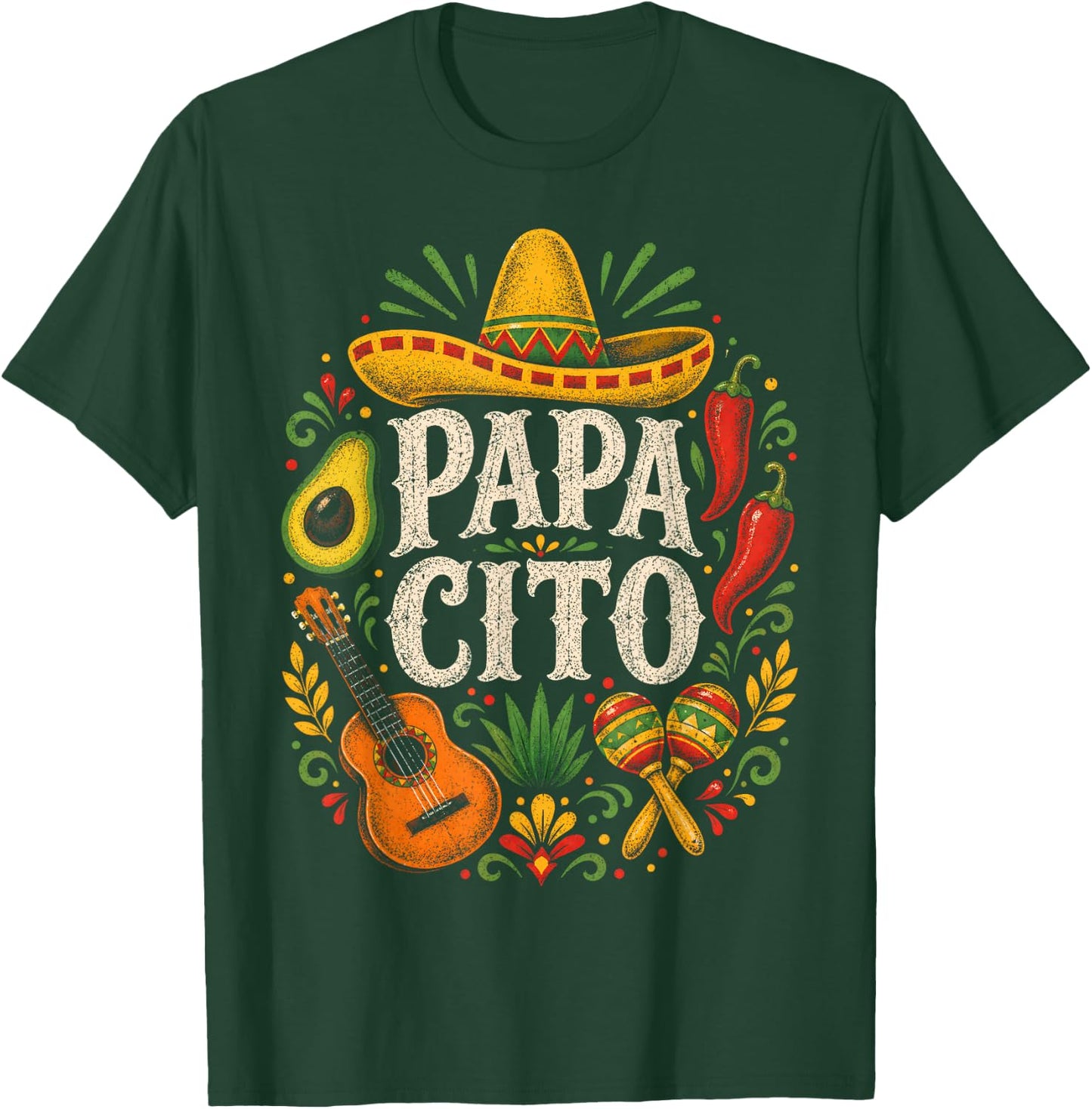 Papacito Family Sombrero Cinco De Mayo Mexican Dad Father T-Shirt - T-Shirt | Forest
