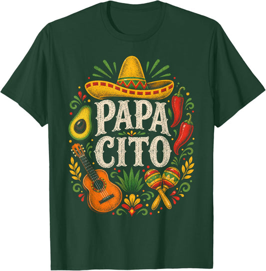 Papacito Family Sombrero Cinco De Mayo Mexican Dad Father T-Shirt - T-Shirt | Forest