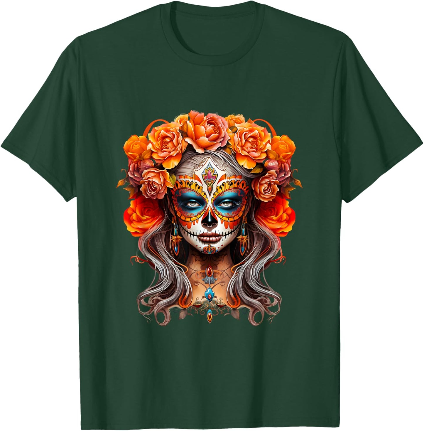 La Catrina, Dia De Los Muertos Mexikanischer Tag der Toten T-Shirt - T-Shirt | Forest