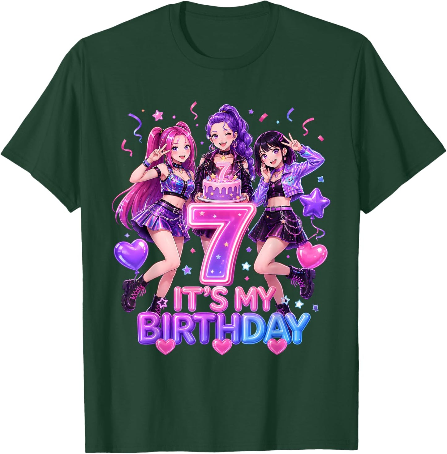 Kids It's My 7th K Pop Birthday Girl 7 Year Old K-Pop Bday T-Shirt - T-Shirt | Forest