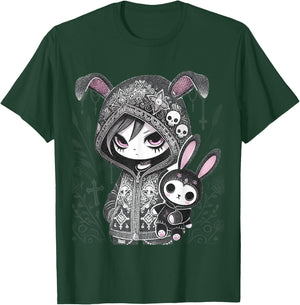 Dark Bunny Anime Girl Aesthetic E-Girl Gothic Grunge Design T-Shirt - T-Shirt | Forest
