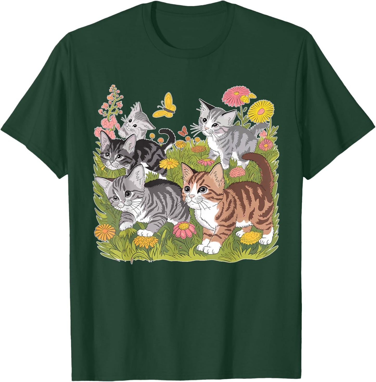Kitten Floral Baby Cat T-Shirt - T-Shirt | Forest