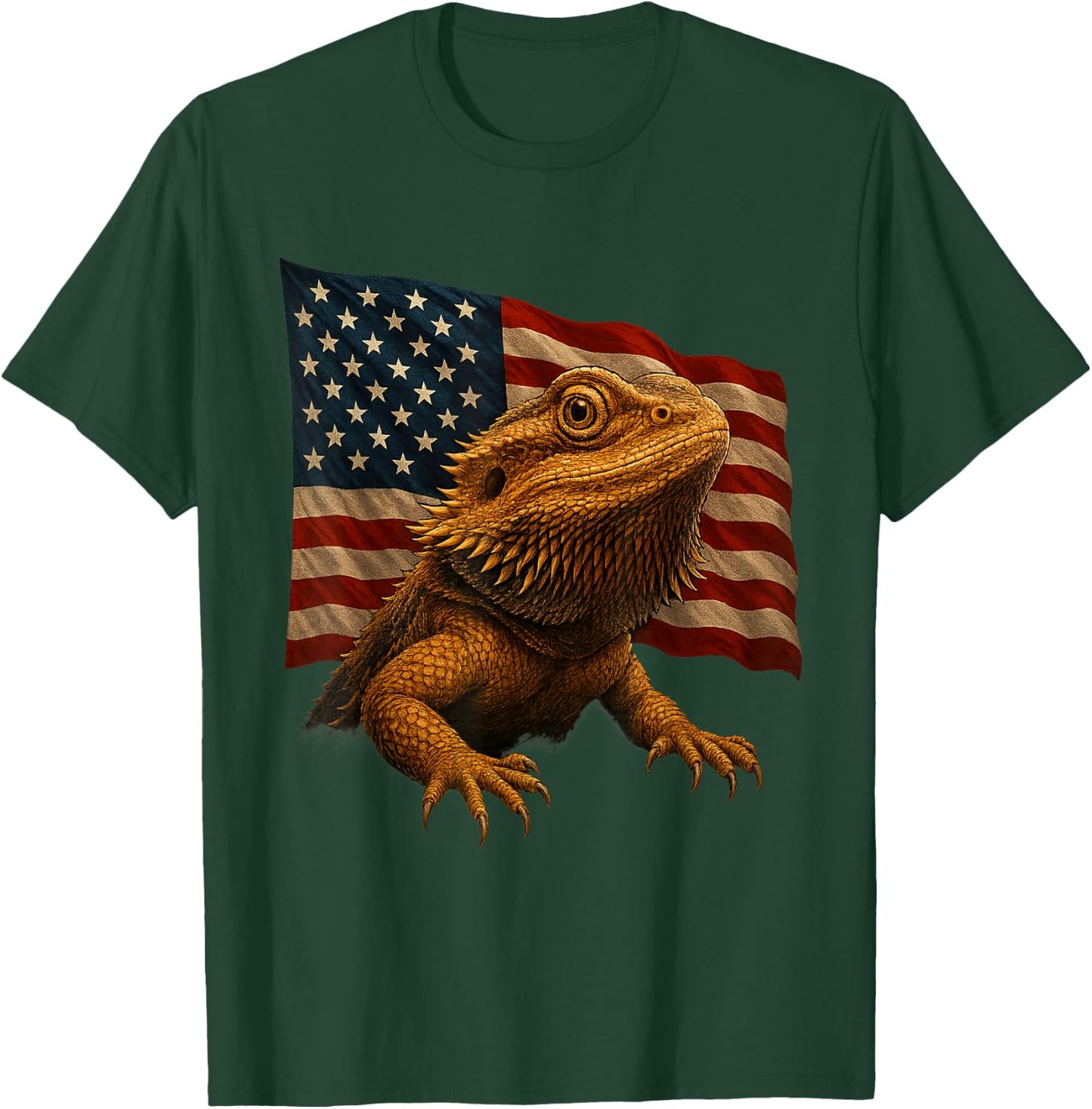 Bearded Dragon USA American Flag 4th of July Lizard Gifts T-Shirt - T-Shirt | Forest