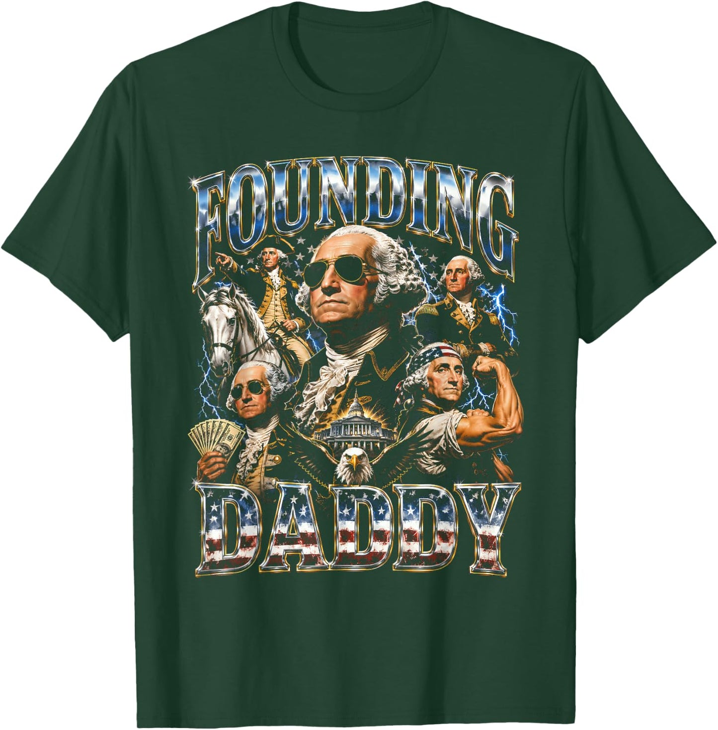 Founding Daddy 4th of July George-Washington Patriotic T-Shirt - T-Shirt | Forest