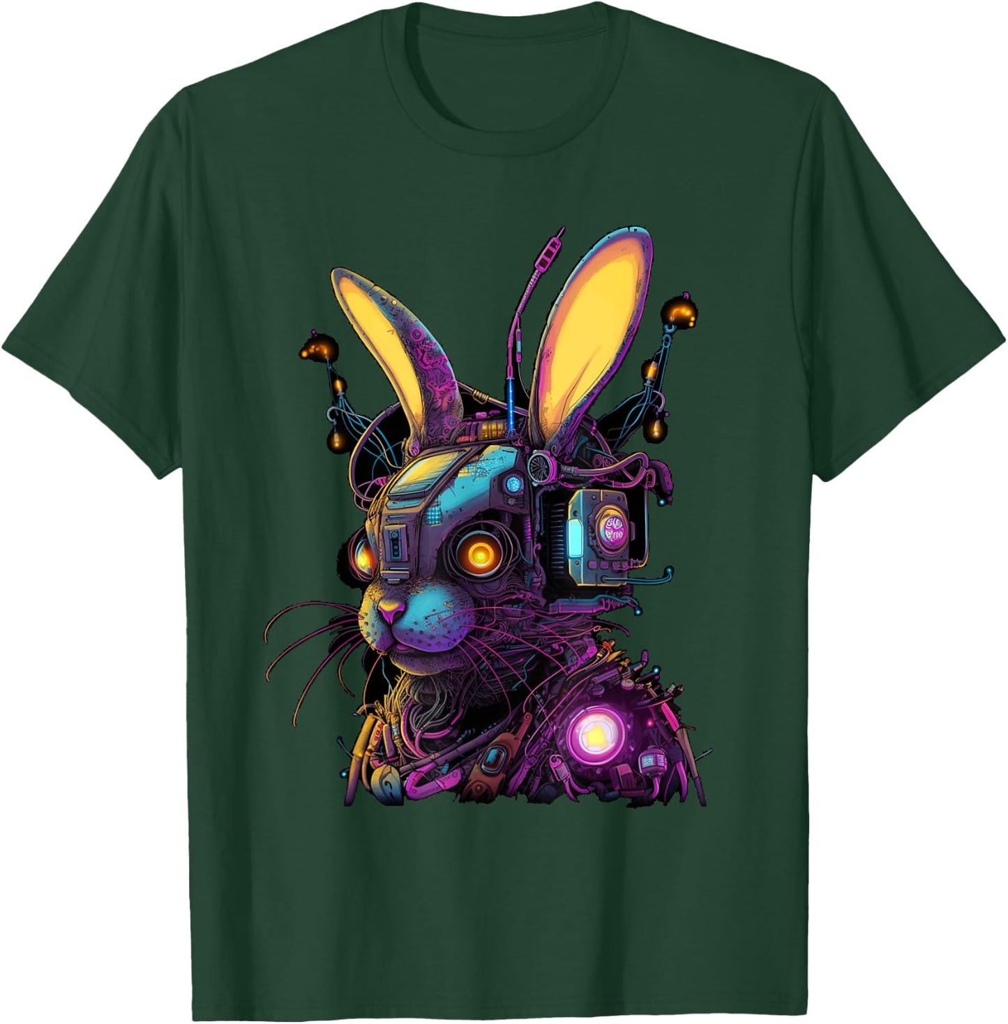 Cyberpunk Bunny Cyborg Rabbit | Cool Gamer Easter T-Shirt - T-Shirt | Forest