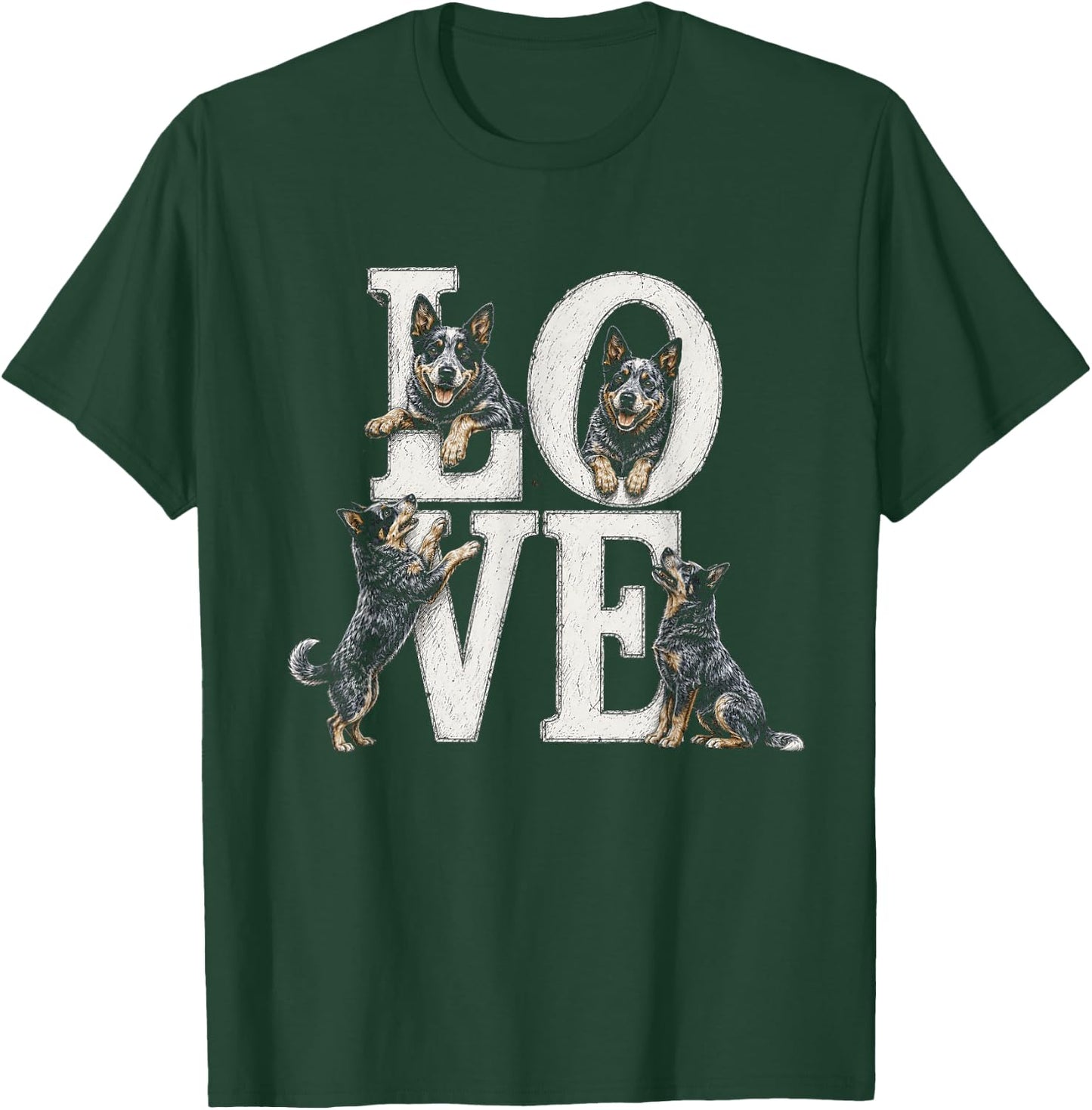 Australian Cattle Dog Blue Heeler Love Artwork Design T-Shirt - T-Shirt | Forest